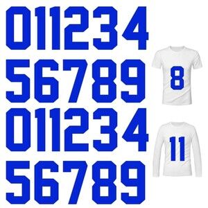 10 Pcs Iron on Numbers, 8 Inch T Shirt Heat Transfer 0~9 Number Patches (Blue)